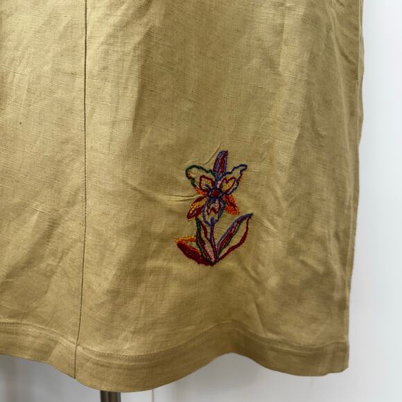 FARM Rio Embroidered Linen Blend Side Slit Midi Dress Ivory Beige M NWT - Picture 4 of 10